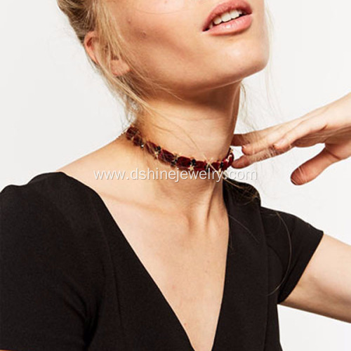 Layered Chain Velvet Choker Golden Stars Necklaces For Bride